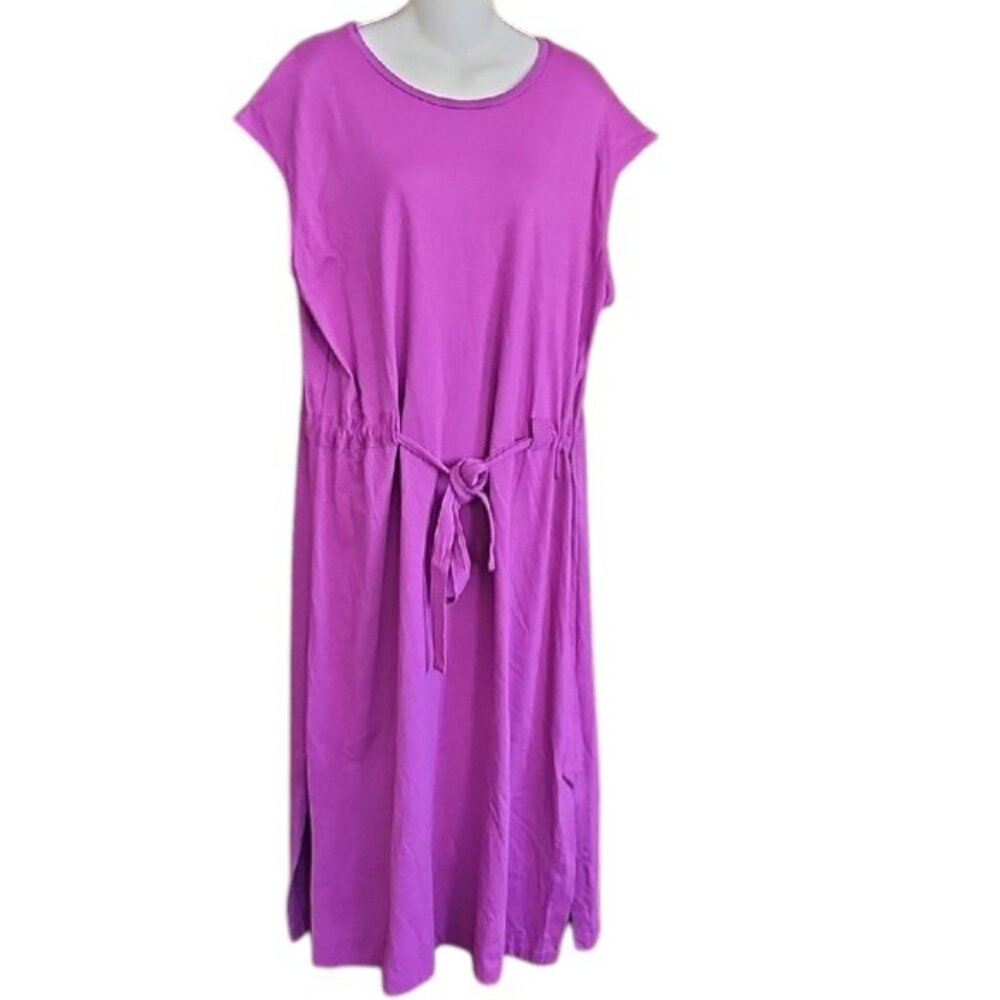 NWT Sonoma Goods for Life Midi Dress  Magenta Pink Knit Drawstring Waist XXL - Picture 3 of 13